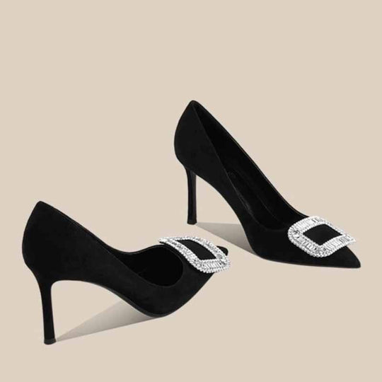 Damen elegante spitze Pumps mit glitzernden Strassakzenten EB