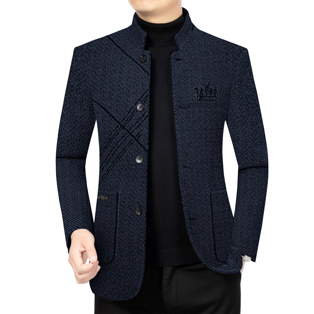 Herren Wollmantel mit Teddyfutter, Stehkragen und schmaler Silhouette EB