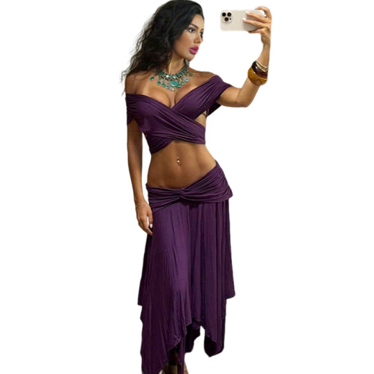 Damen Elegantes Wickelkleid mit raffiniertem Oberteil und fließendem Rock EB