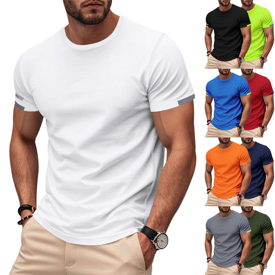 Herren nan athletisches Kurzarm Baumwolljersey T-Shirt mit Rundhalsausschnitt und reflektierenden Ärmeldetails EB