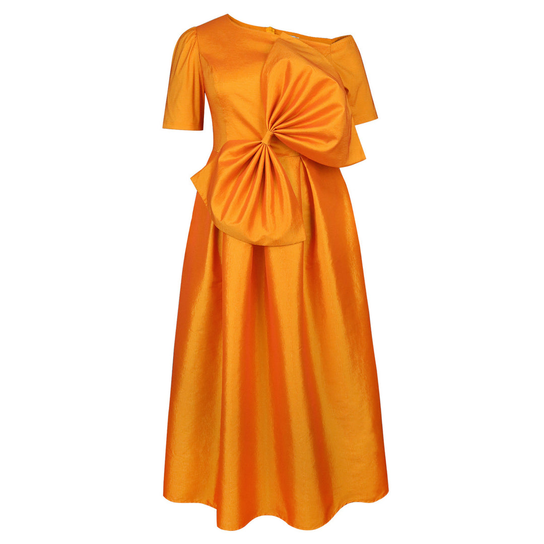 Damen Festliches Abendkleid mit asymmetrischem Ausschnitt und voluminösem Drapierungselement EB