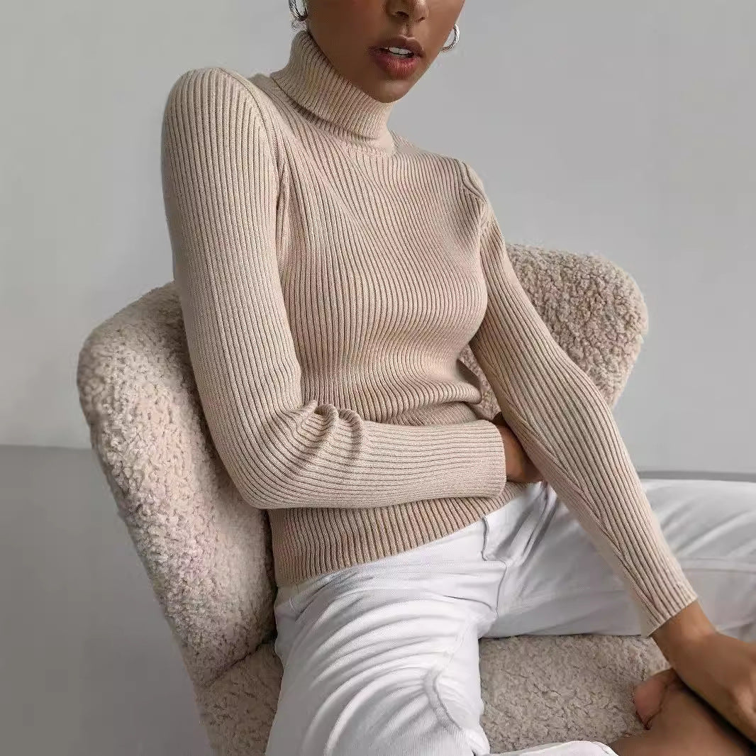 Damen Rollkragenpullover mit geripptem Design und lässigem Schnitt EB