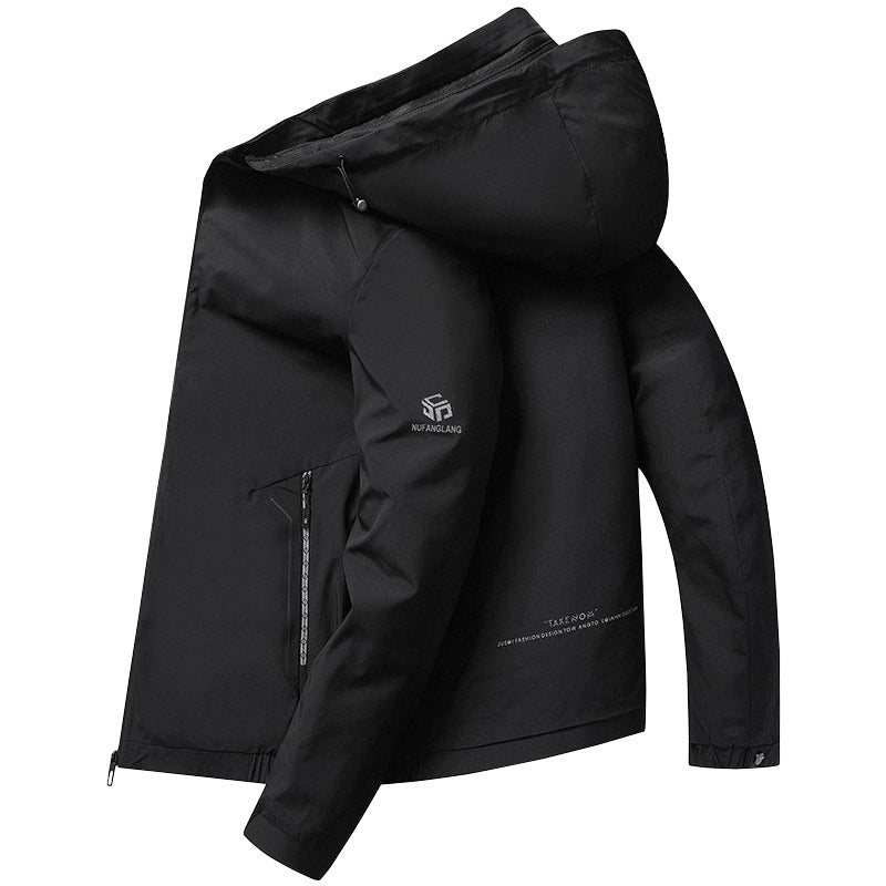 Herren Leichte Kapuzenjacke im urbanen Travel-Style mit Dreiviertelärmeln EB