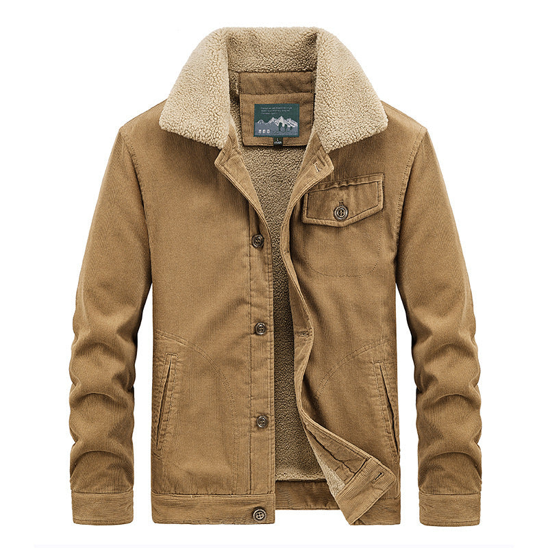 Herren Cord‑Blouson mit durchgehendem Sherpa‑Innenfutter und Umlegekragen EB