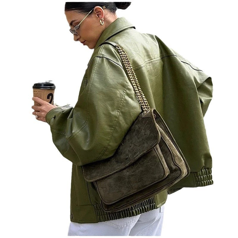 Damen modische oversized jacke mit steigendem Kragen EB