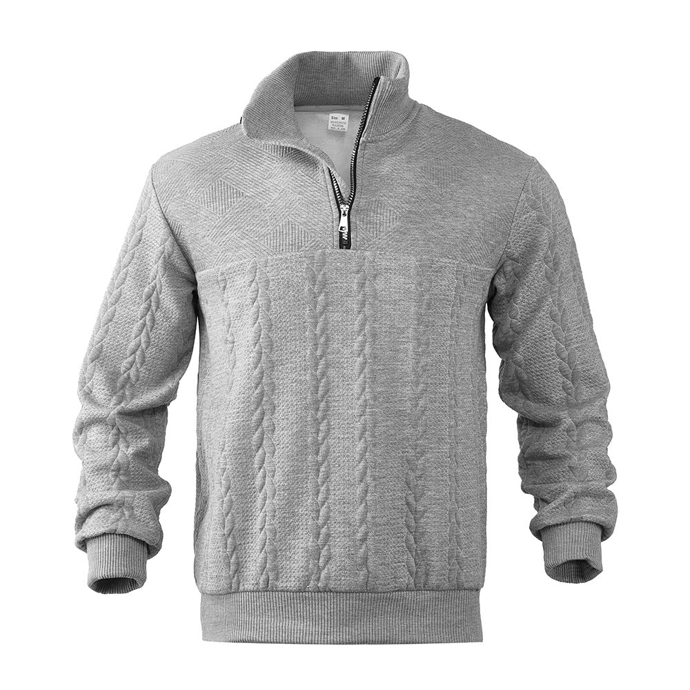 Herren Pullover mit strukturierter Optik und hohem Kragen EB