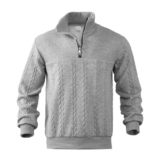Herren Pullover mit strukturierter Optik und hohem Kragen EB