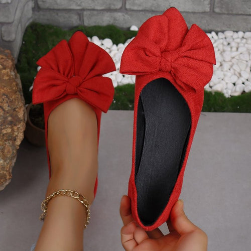 Damen nan spitze Ballerina-Slipper mit dekorativer Schleife und gepolstertem Komfortfußbett EB