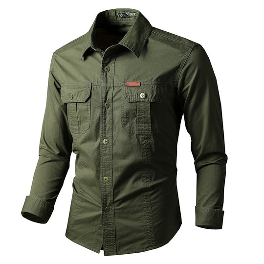 Herren nan leichte Overshirt-Jacke mit Klappbrusttaschen und klassischem Hemdkragen EB