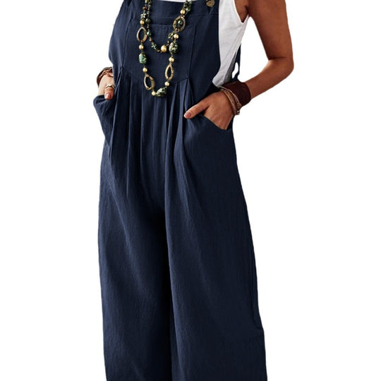 Damen Lässiger Jumpsuit mit praktischem Taschendesign und weiten Beinen EB