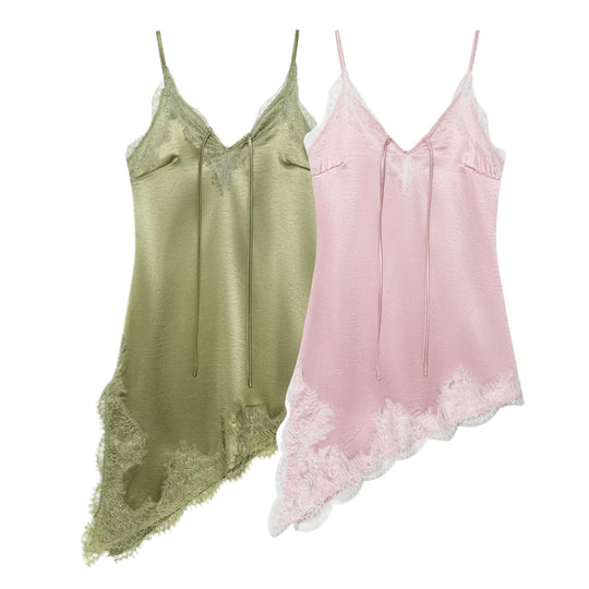 Damen Spitzen-Top mit asymmetrischem Saum und verstellbaren Trägern EB