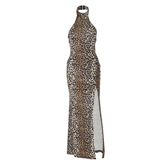 Damen Maxikleid mit schulterfreiem Design und dekorativem Schlitz EB