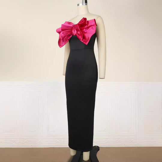 Damen Elegantes Maxikleid mit übergroßem Schleifen-Design EB