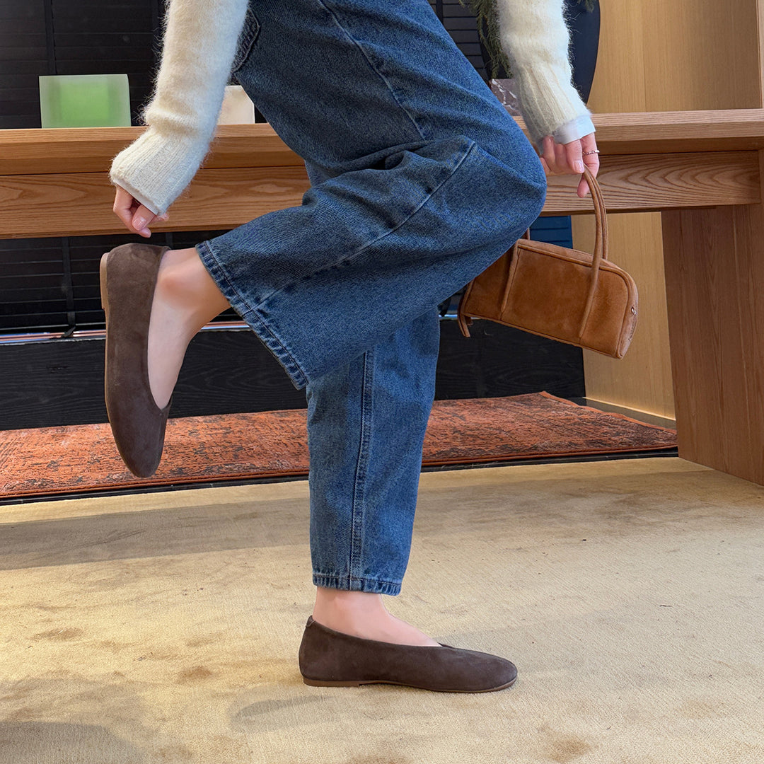 Damen Komfortable Ballerinas aus hochwertigem Wildleder EB