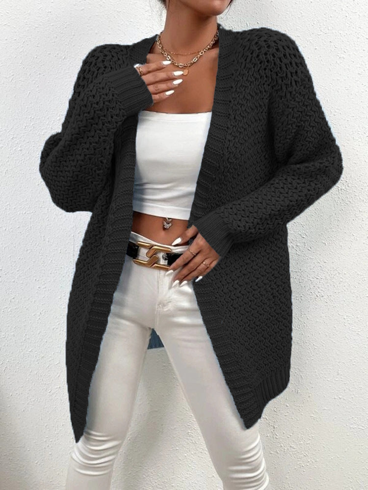 Damen Strickjacke mit luftiger Lochmusterung und lässigem Design EB