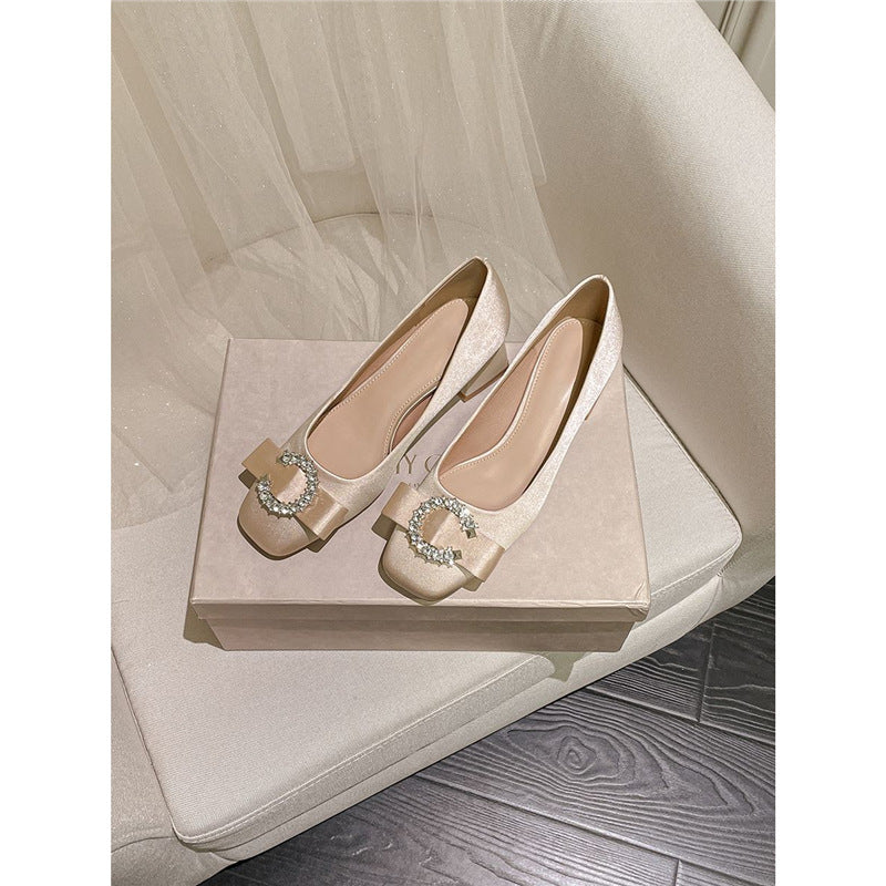 Damen elegante Pumps mit funkelnder Schleifenakzent EB