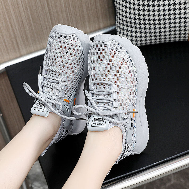 Damen atmungsaktive Sneakers mit stoßdämpfendem Profil und elastischem Schnürsystem EB