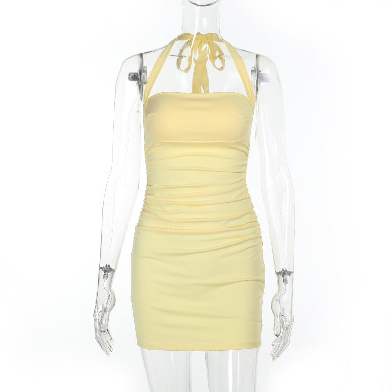 Damen figurbetontes Minikleid mit asymmetrischem Design und Rüschendetails EB