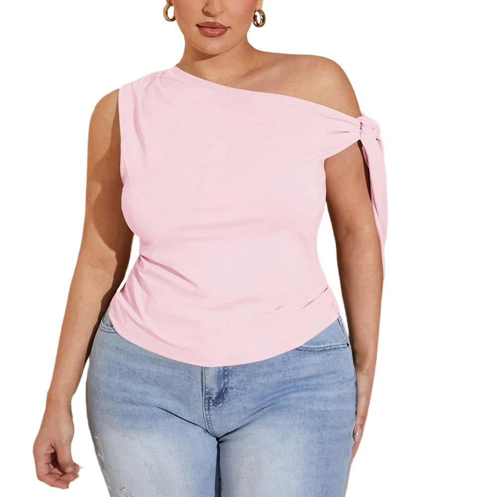 Damen asymmetrisches Top mit bindbarem Design EB