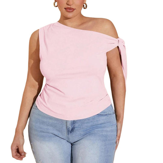 Damen asymmetrisches Top mit bindbarem Design EB