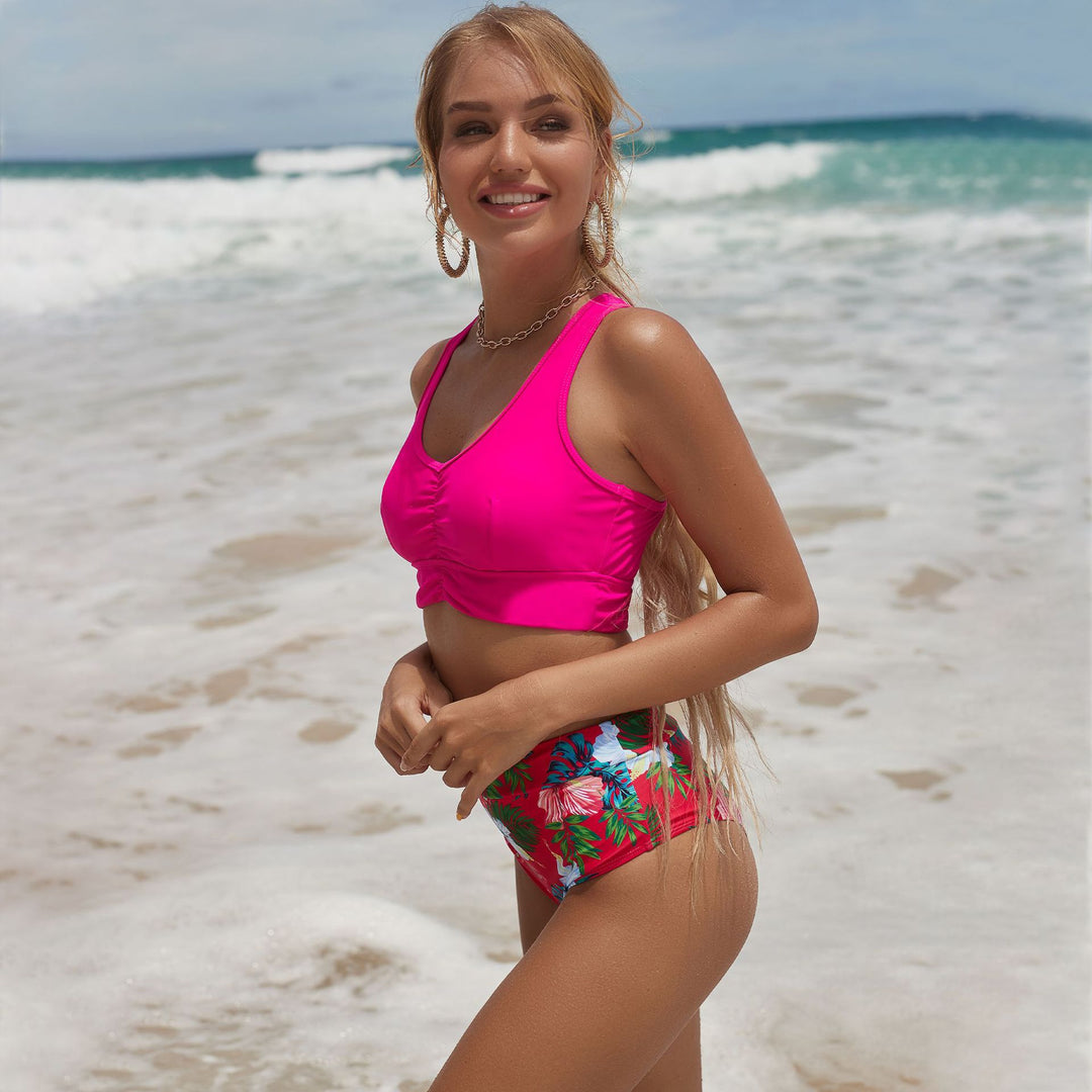Damen Bikini-Set mit modischem Cropped-Oberteil und hochwertigem floralem Design EB