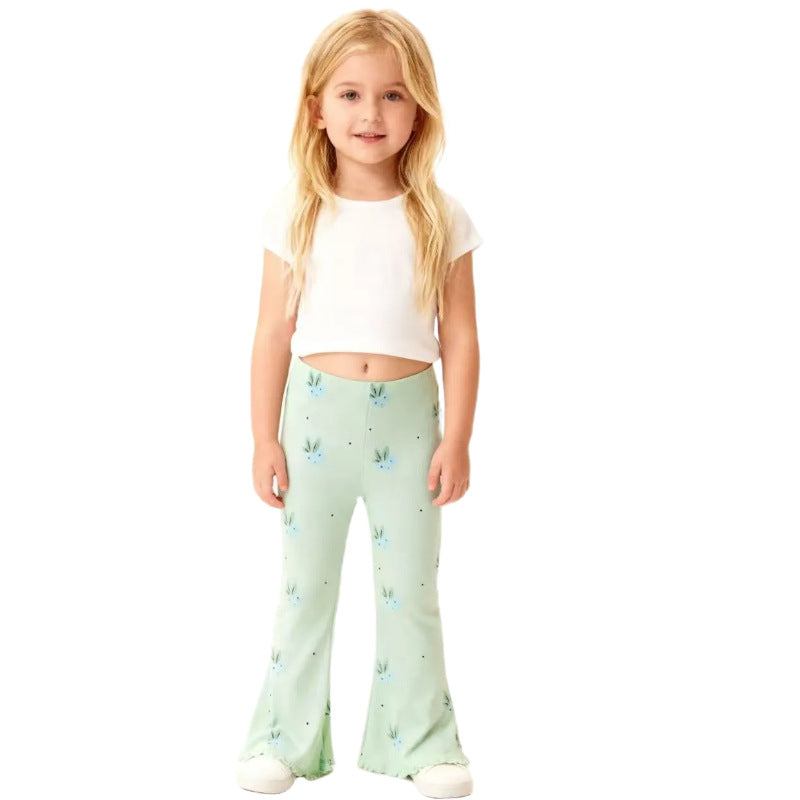 Mädchen Flared Leggings mit buntem Blumenmuster EB