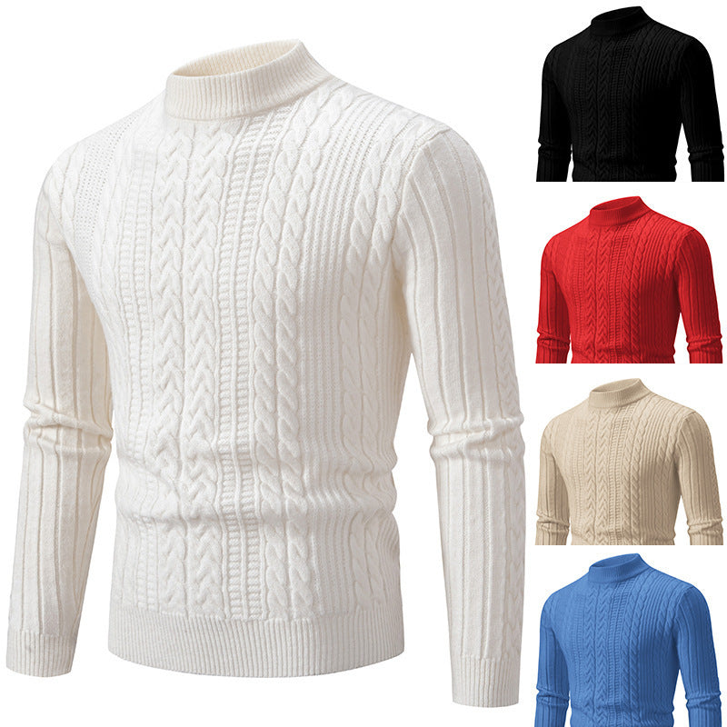 Herren eleganter Rollkragenpullover mit tiefem Zopfmuster und moderner Passform EB