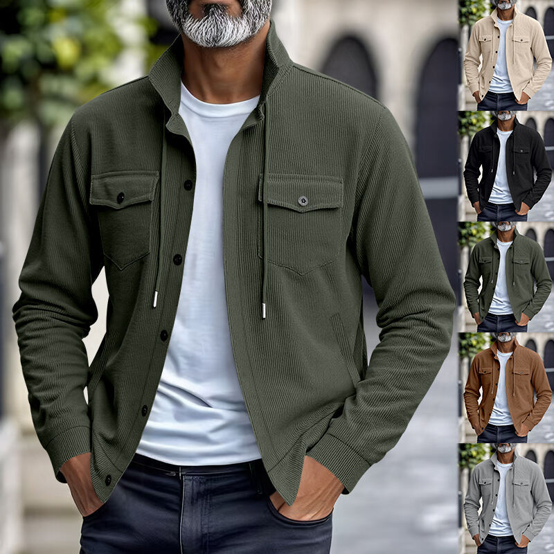 Herren Cordjacke mit vertikaler Struktur und praktischen Brusttaschen EB