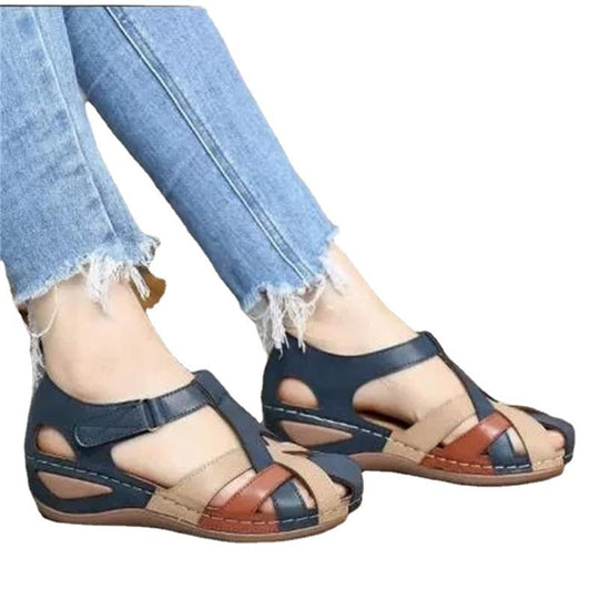 Damen Geflochtene geschlossene Komfort‑Sandalen mit verstellbarem Knöchelriemen EB