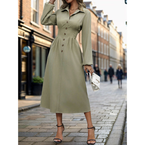Damen Hemdkleid im eleganten A-Linien Schnitt mit Knopfdetails EB