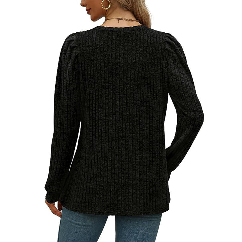 Damen stilvolles Pullover mit gerafften Ärmeln EB