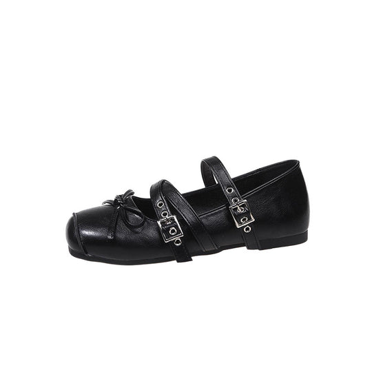 Damen Ballerinas mit verstellbarem Riemen und modischem Schleifendetail EB