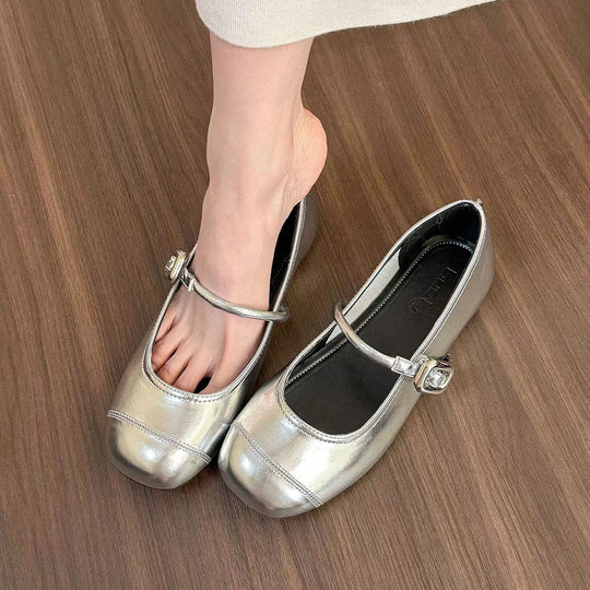 Damen Ballerinas mit dekorativem Schnallen-Detail und angenehmem Fußbett EB