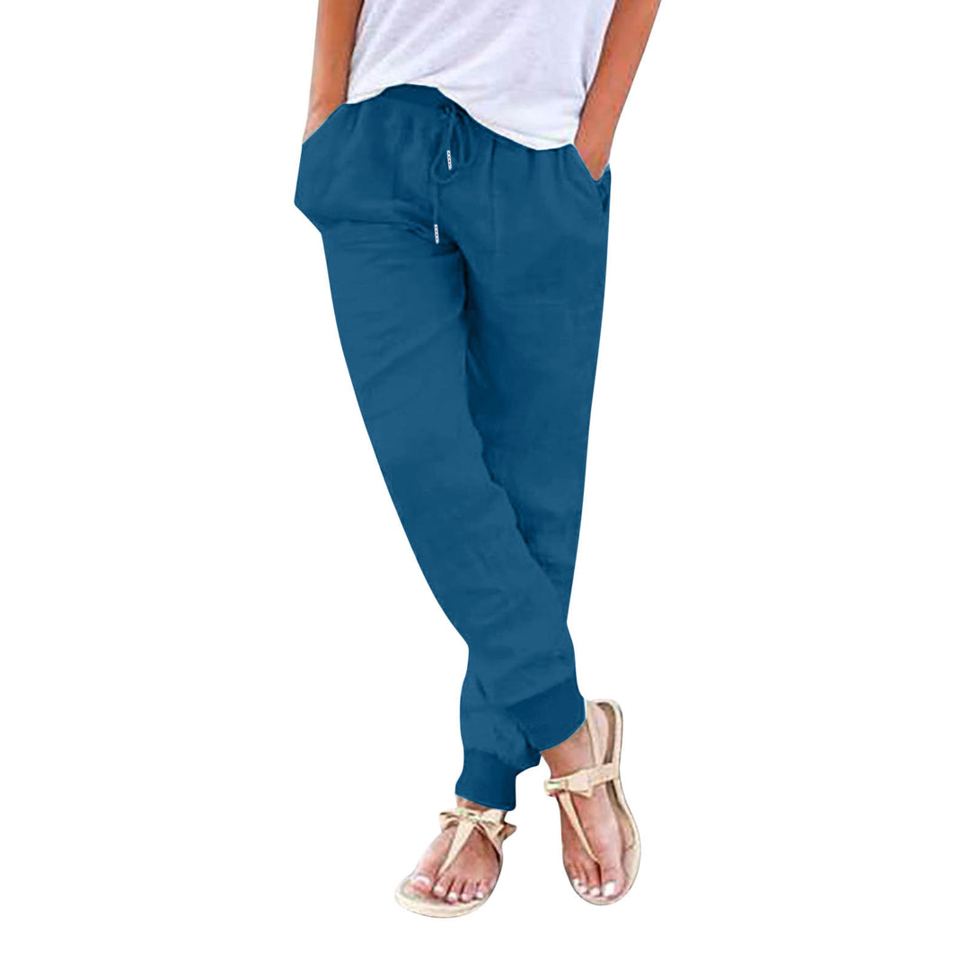 Damen bequeme Freizeithose mit elastischem Bund und praktischen Taschen EB