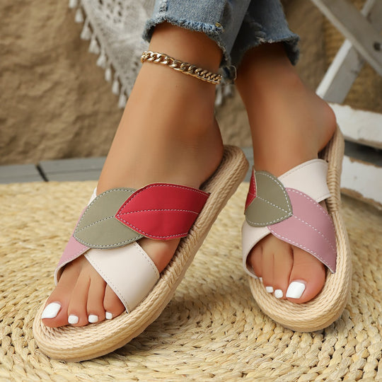 Damen Komfortable Zehentrenner-Sandaletten mit floralem Riemendesign EB