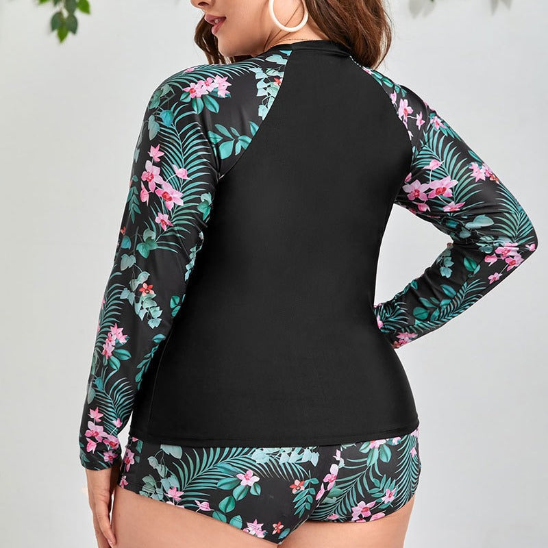 Damen UV-Schutz Schwimmanzug mit floralem Langarmoberteil EB