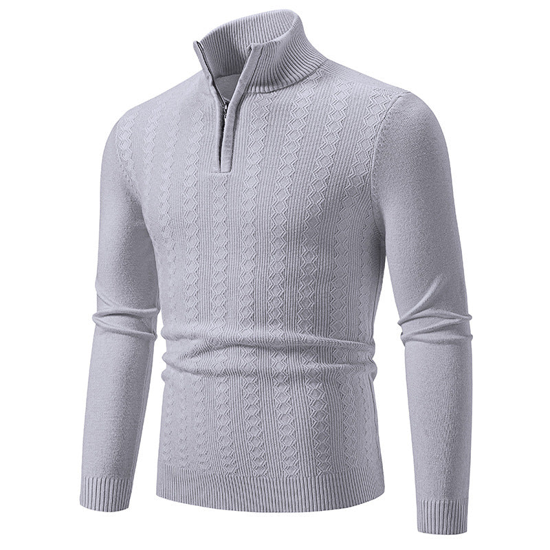 Herren eleganter Strickpullover mit hochgeschlossenem Reißverschluss EB