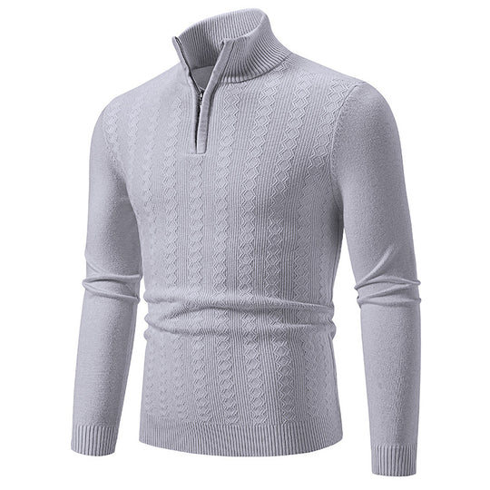 Herren eleganter Strickpullover mit hochgeschlossenem Reißverschluss EB
