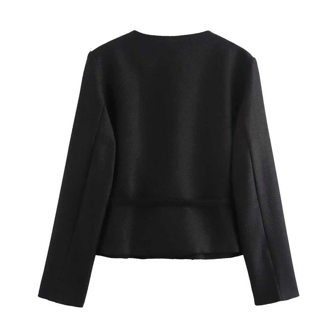 Damen stylistische Übergangsjacke mit Knopfdetails und Bindeband EB