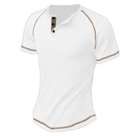 Herren modisches Halblangarm-T-Shirt mit Knopfleiste EB