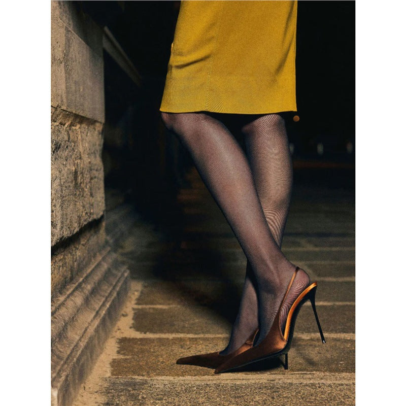 Damen elegante spitze Slingbacks mit transparentem Design EB