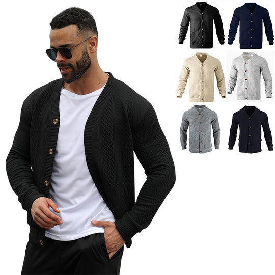 Herren Strickjacke mit hochwertigem Strukturmuster und modernen Knöpfen EB