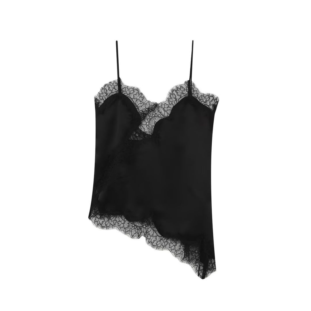 Damen-Spitzen-Camisole mit asymmetrischem Schnitt und eleganten Punkten EB