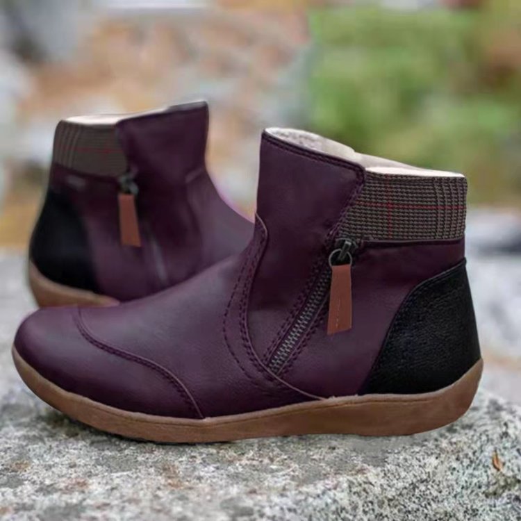Damen  knöchelhohe Stiefelette mit seitlichem Reißverschluss, gepolstertem Komfortfußbett und flexibler Leichtsohle EB