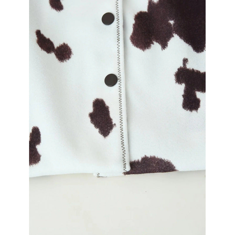 Damen Kunstlederjacke mit modernem Kuhfleckenmuster EB