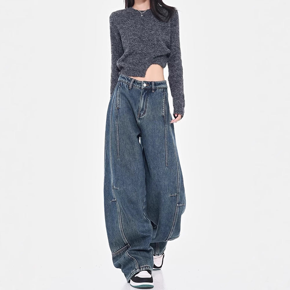 Damen Weite Denim-Hosen EB