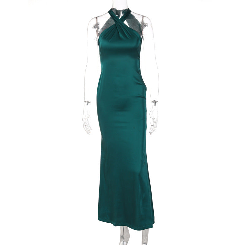 Damen Elegantes Wickelmaxikleid mit schmalen Trägern und figurbetontem Schnitt EB