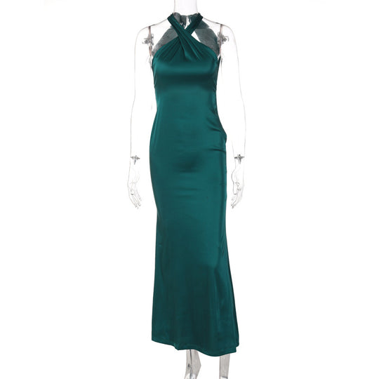 Damen Elegantes Wickelmaxikleid mit schmalen Trägern und figurbetontem Schnitt EB