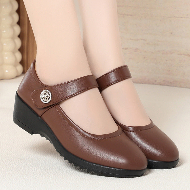 Damen Mary Jane Ballerinas mit modischem Riemen und bequemem Absatz EB