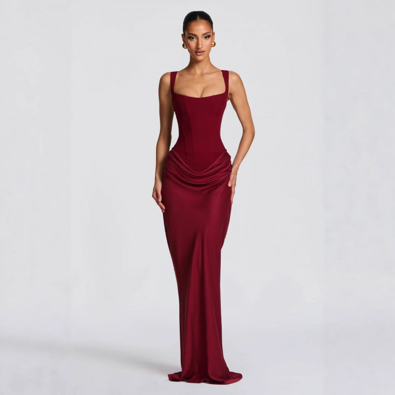 Damen Elegantes Maxi-Kleid mit raffinierten Drapierungen EB